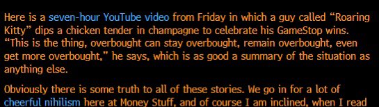 Momentum can be very short-term or longer term. This is basically the "respectable" kind of technical analysis. Source: Matt Levine (Bloomberg) 