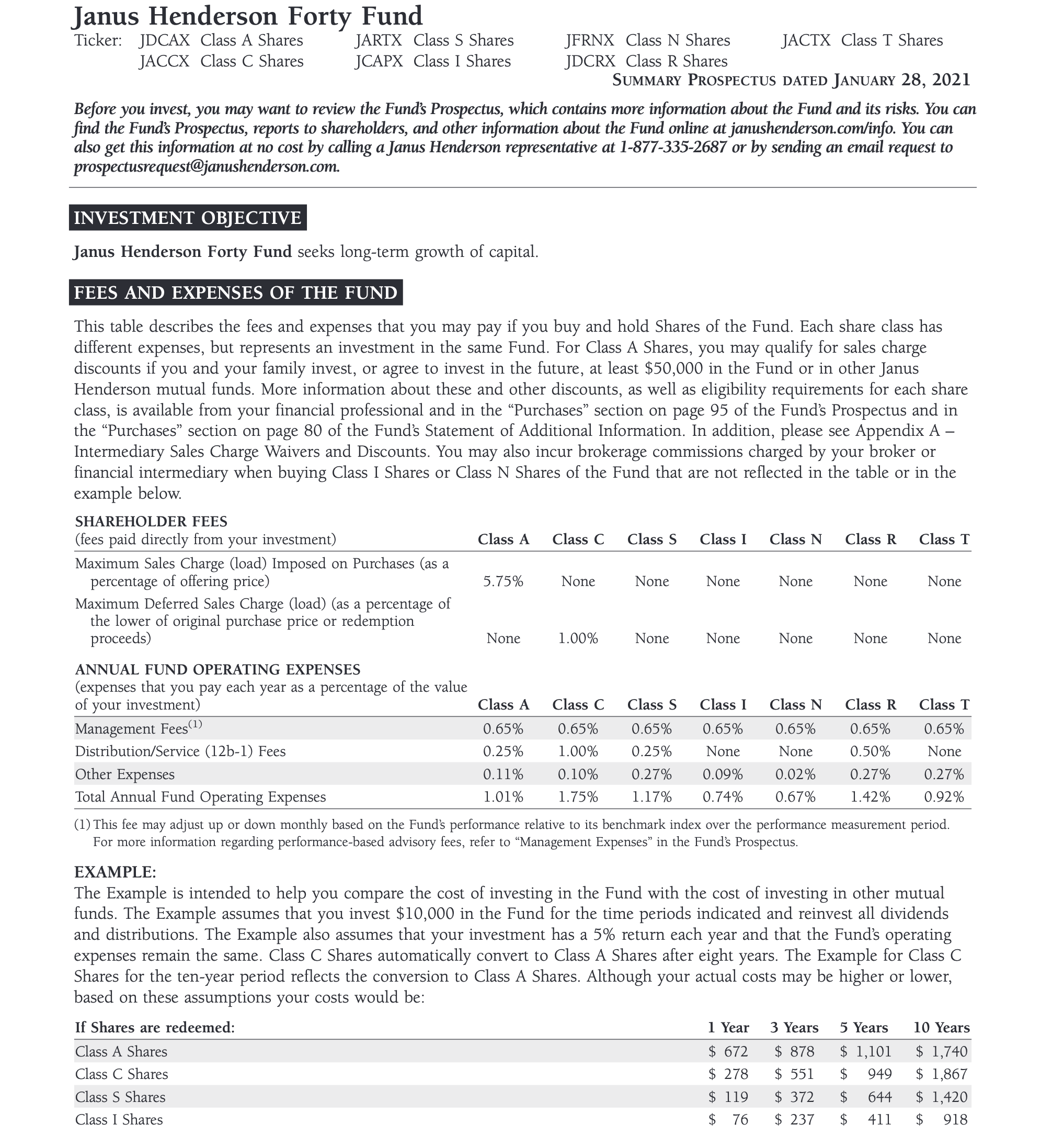 The fee structure is complicated! Source: Janus Henderson.