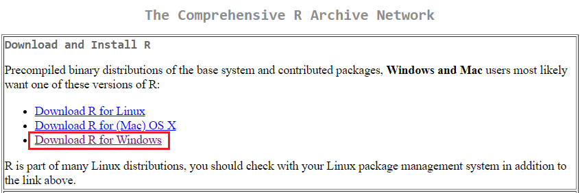 Comprehensive R Archive Network (CRAN)