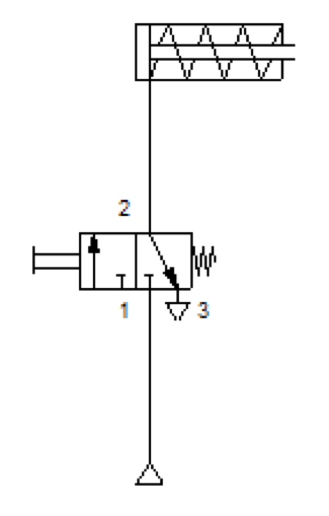 Cilindro neumático de doble efecto y válvula 3/2