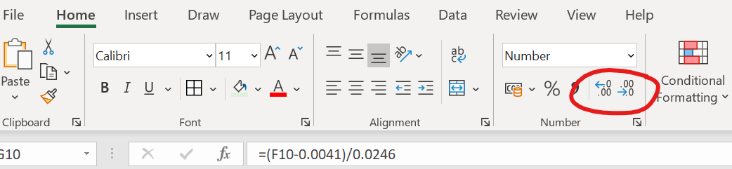 Knoppen om meer of minder decimalen TE LATEN ZIEN in Excel