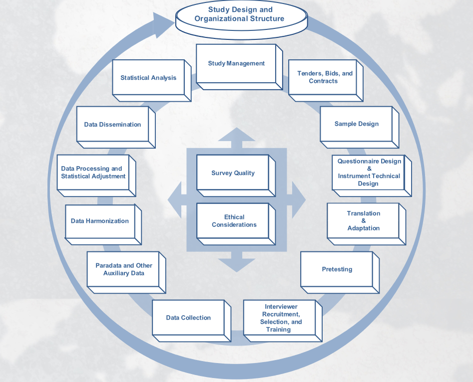 Survey Lifecycle. Source: [Cross Cultural Survey Guidelines](https://ccsg.isr.umich.edu/chapters)