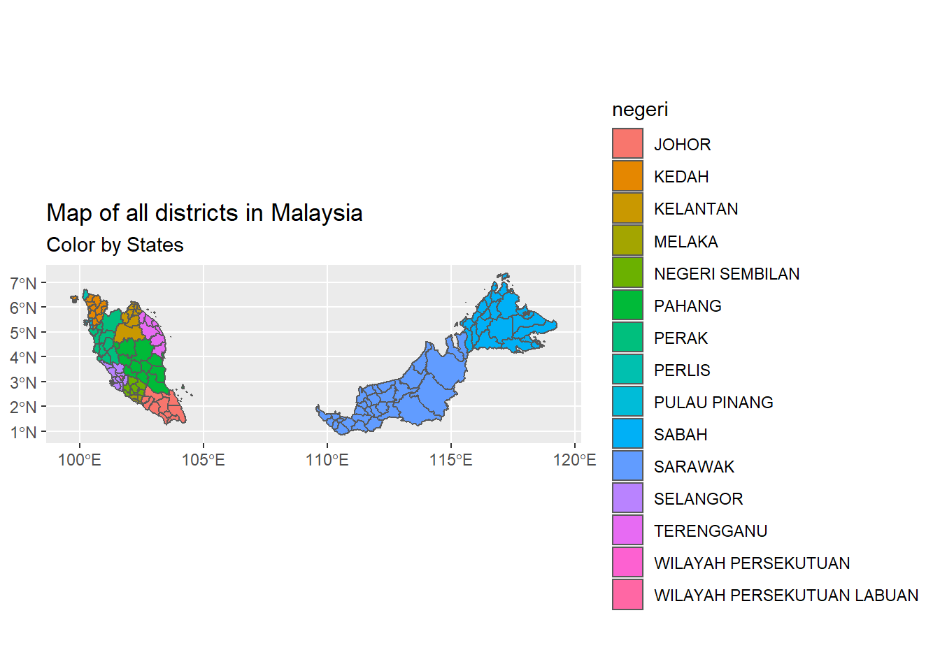 Map of all districts in Malaysia