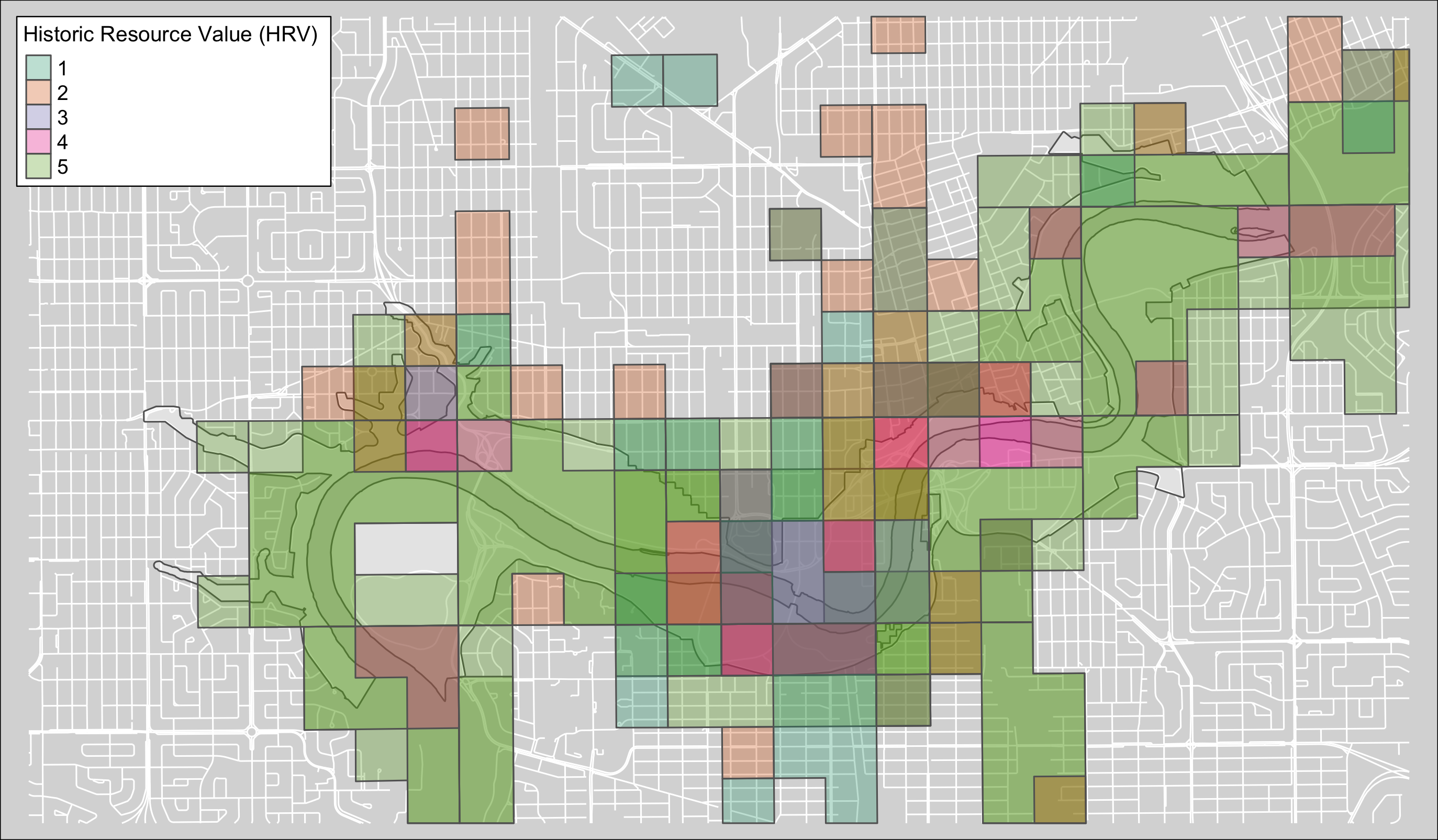 Historic Resource Value (HRV) scores in Edmonton.