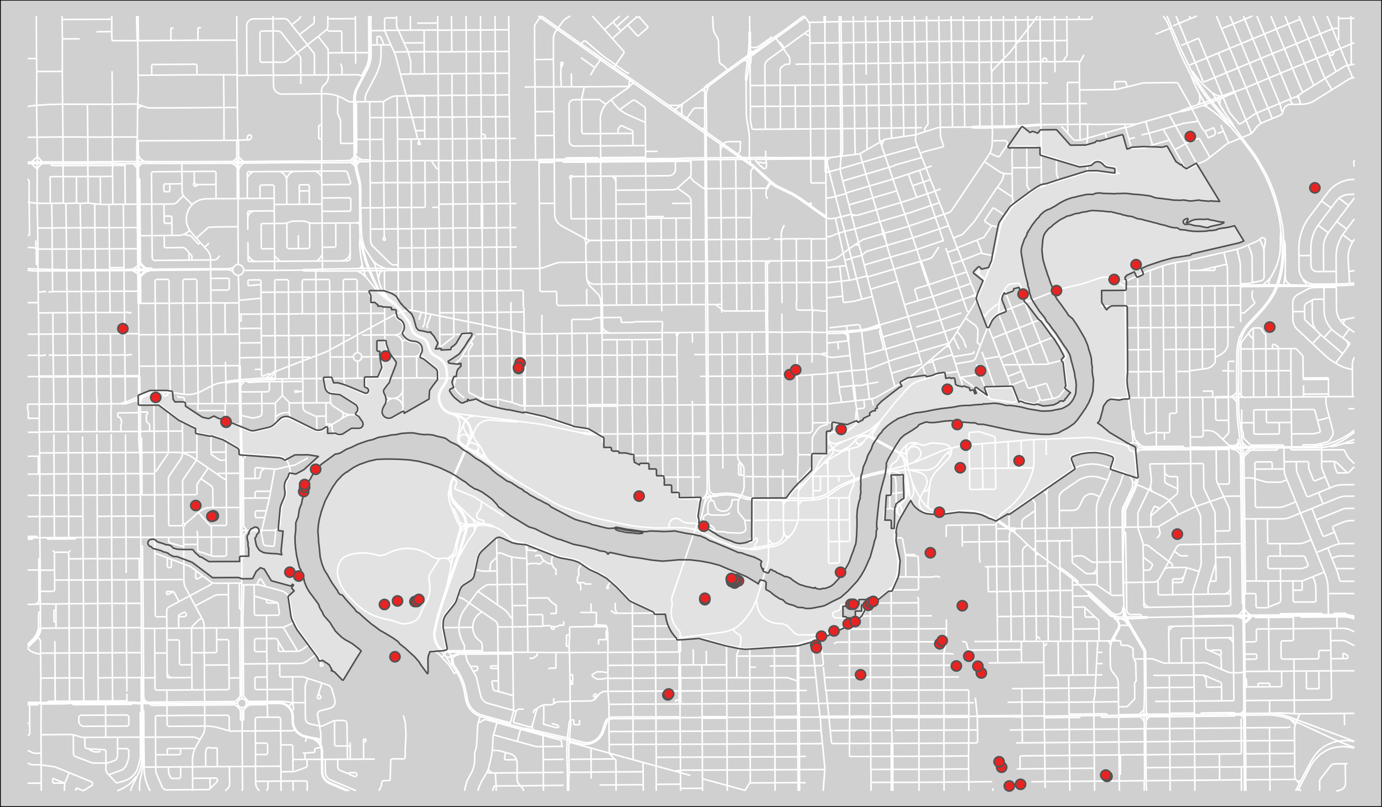 Bridge locations.