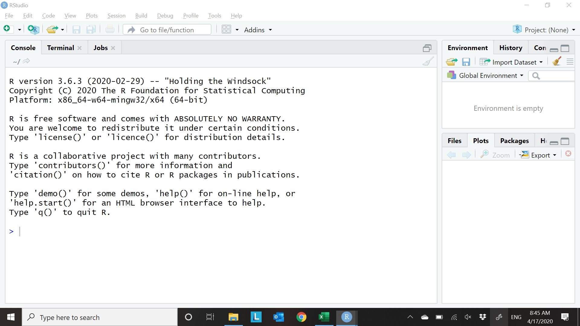 RStudio open screenshot