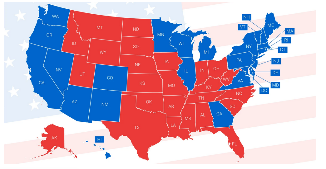 Regional US presidential election results