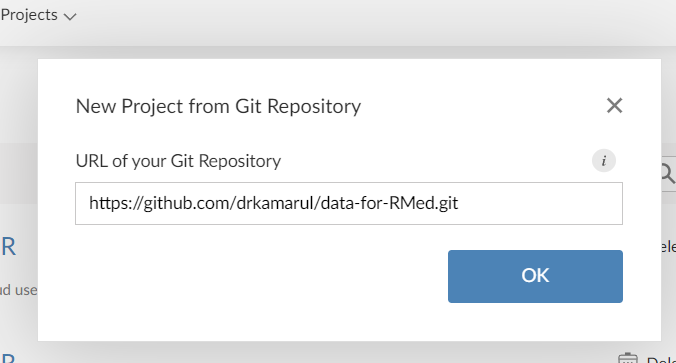 Cloning the GitHub repository on RStudio or Posit Cloud project by pasting the HTTPS GitHub repository link