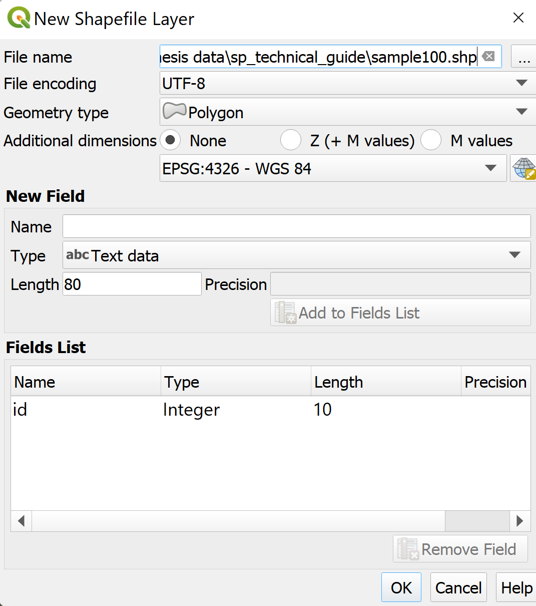 Create Vector Layer Dialog