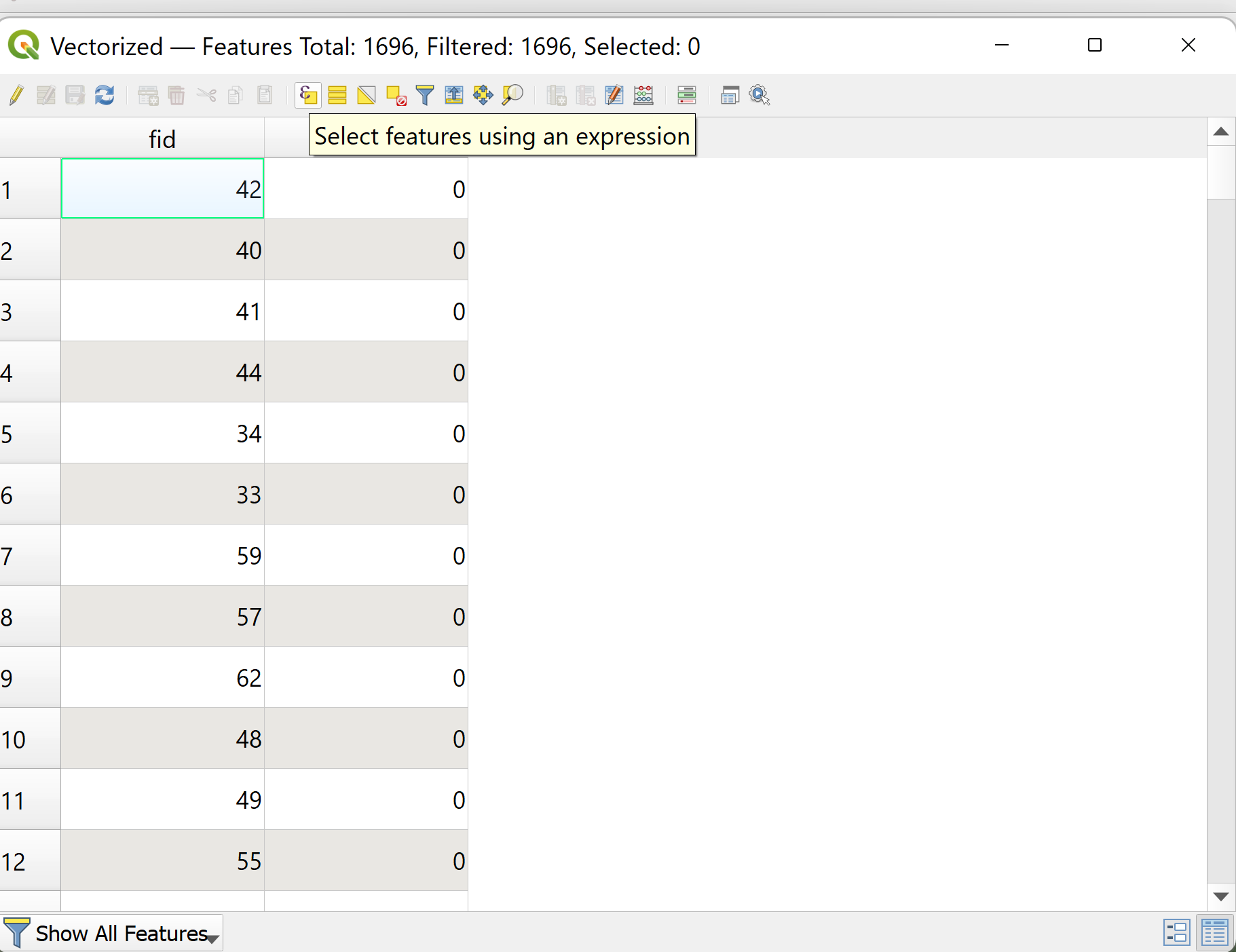 Vectorized Layer Attribute Table