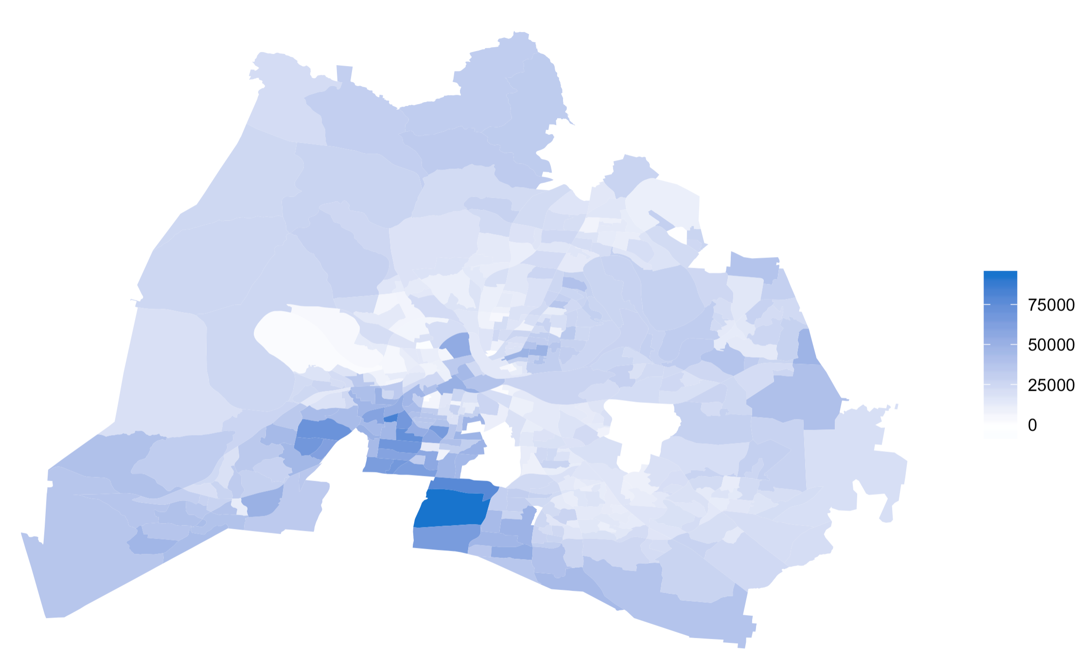 Change in Income in Nashville 2000 to 2018