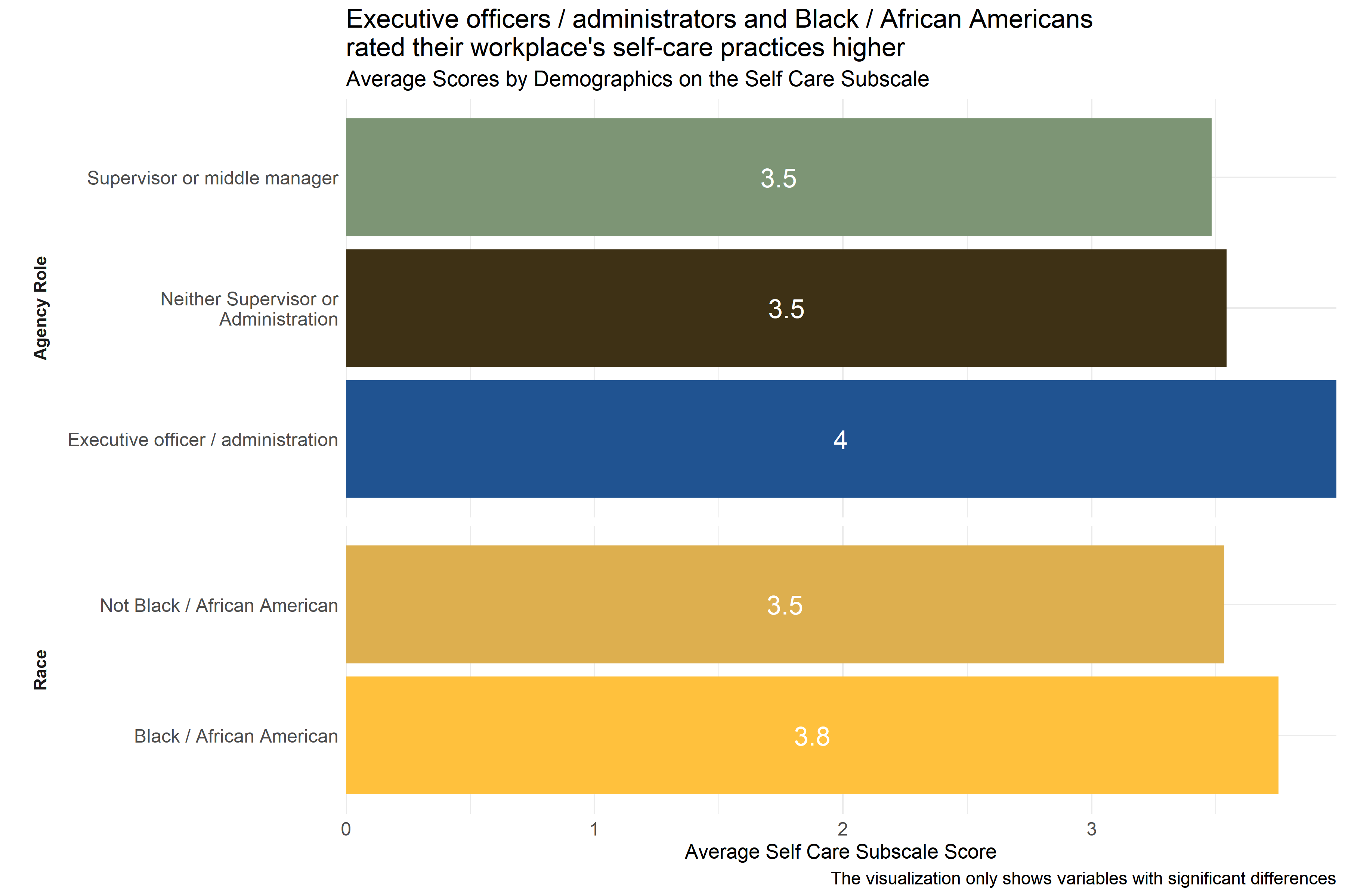 Average scores for Self Care Subscale across demographic groups