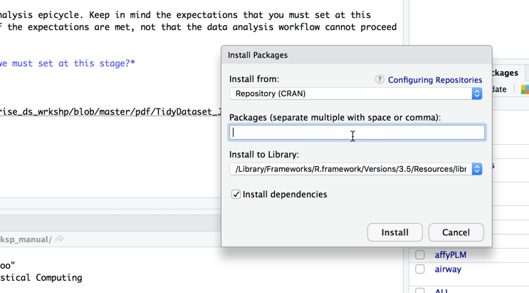 Type packages’ names