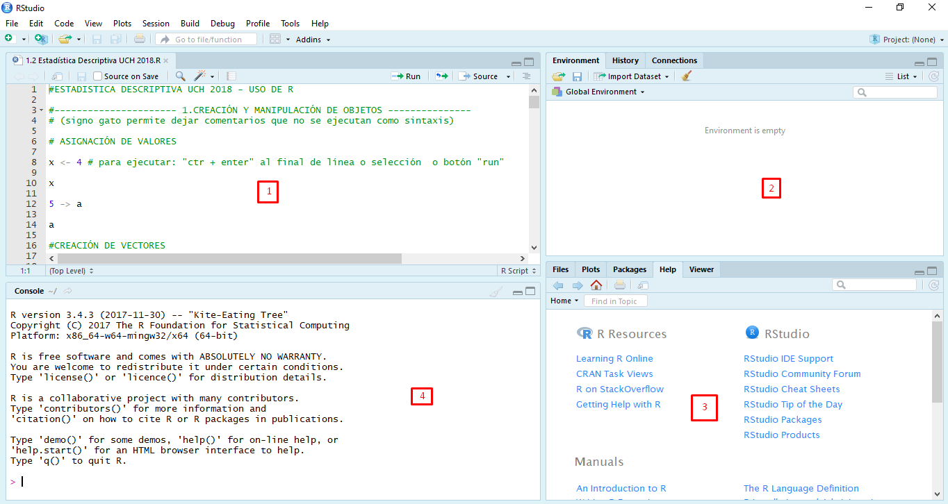 Interfaz del software RStudio