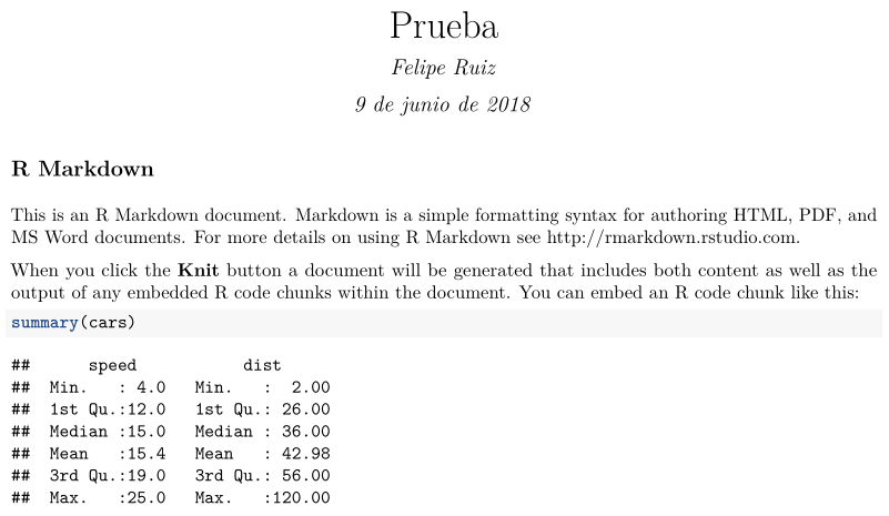 Resultado de ejecución de plantilla básica de RMarkdown