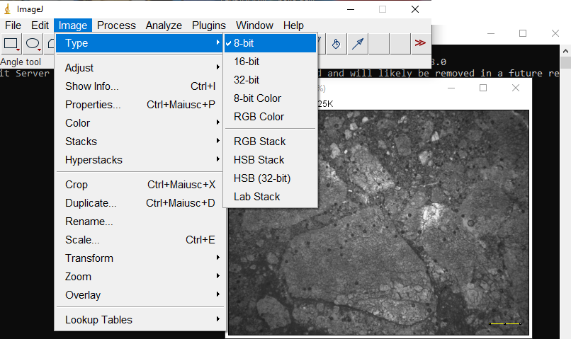 above, elimination of color scales; below application of the threshold filter