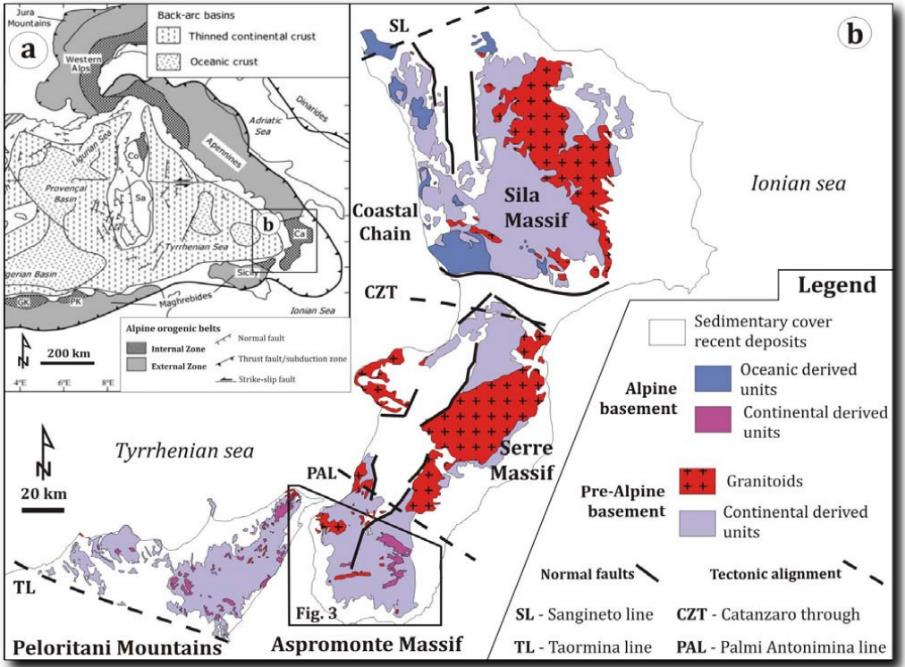 carta geologica semplificata con suddivisione CPO (modificata da Angì et al. (2010) e Cirrincione et al. (2011)