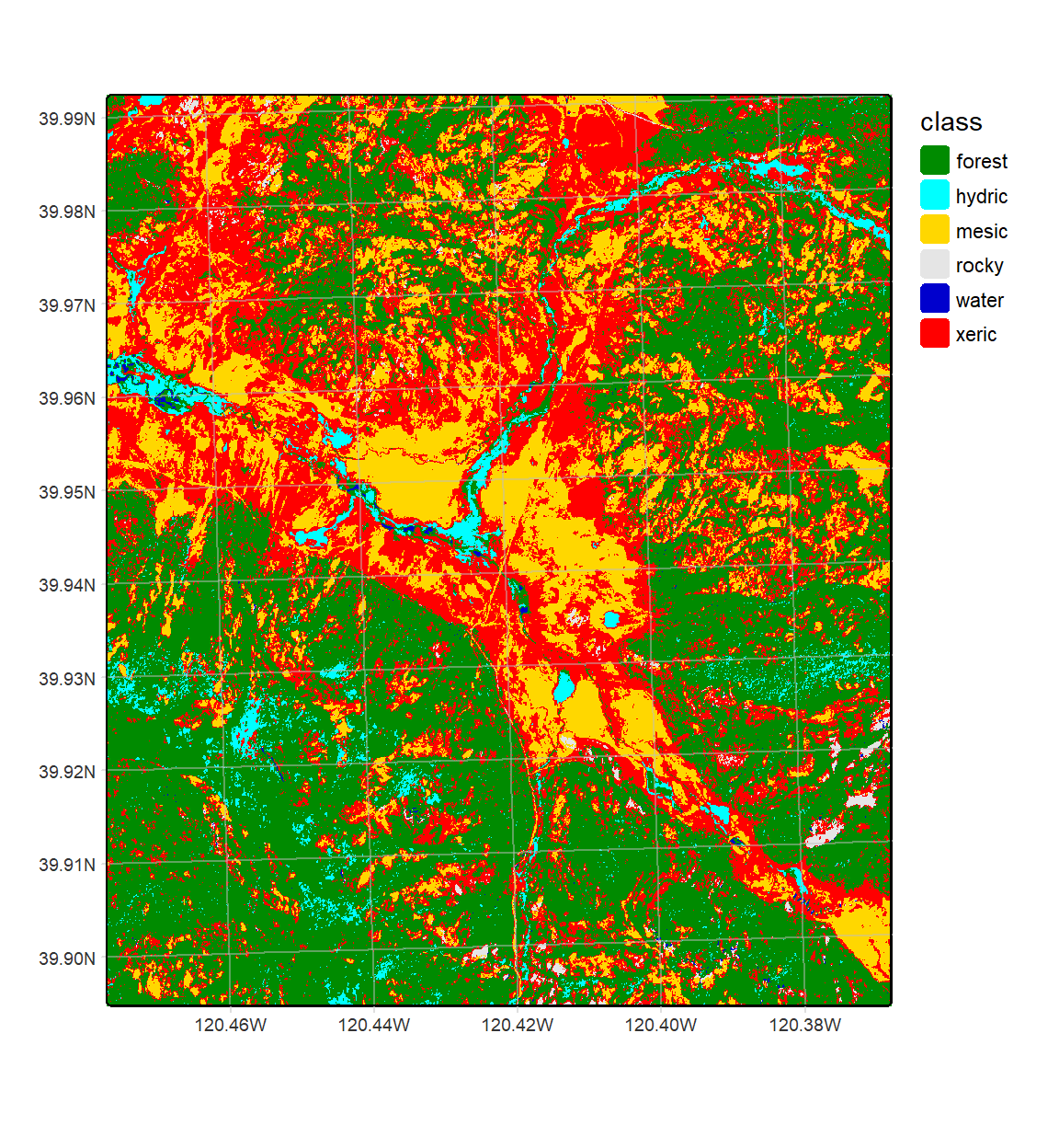 CART classification, highest probability class, Sentinel-2 10 m 20210628