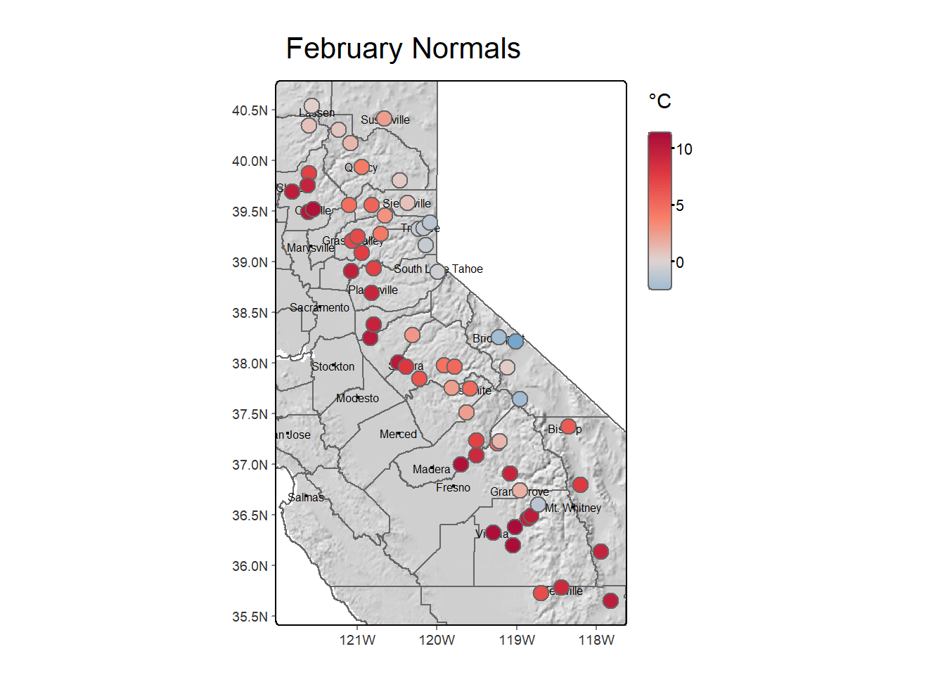 Original February temperature data