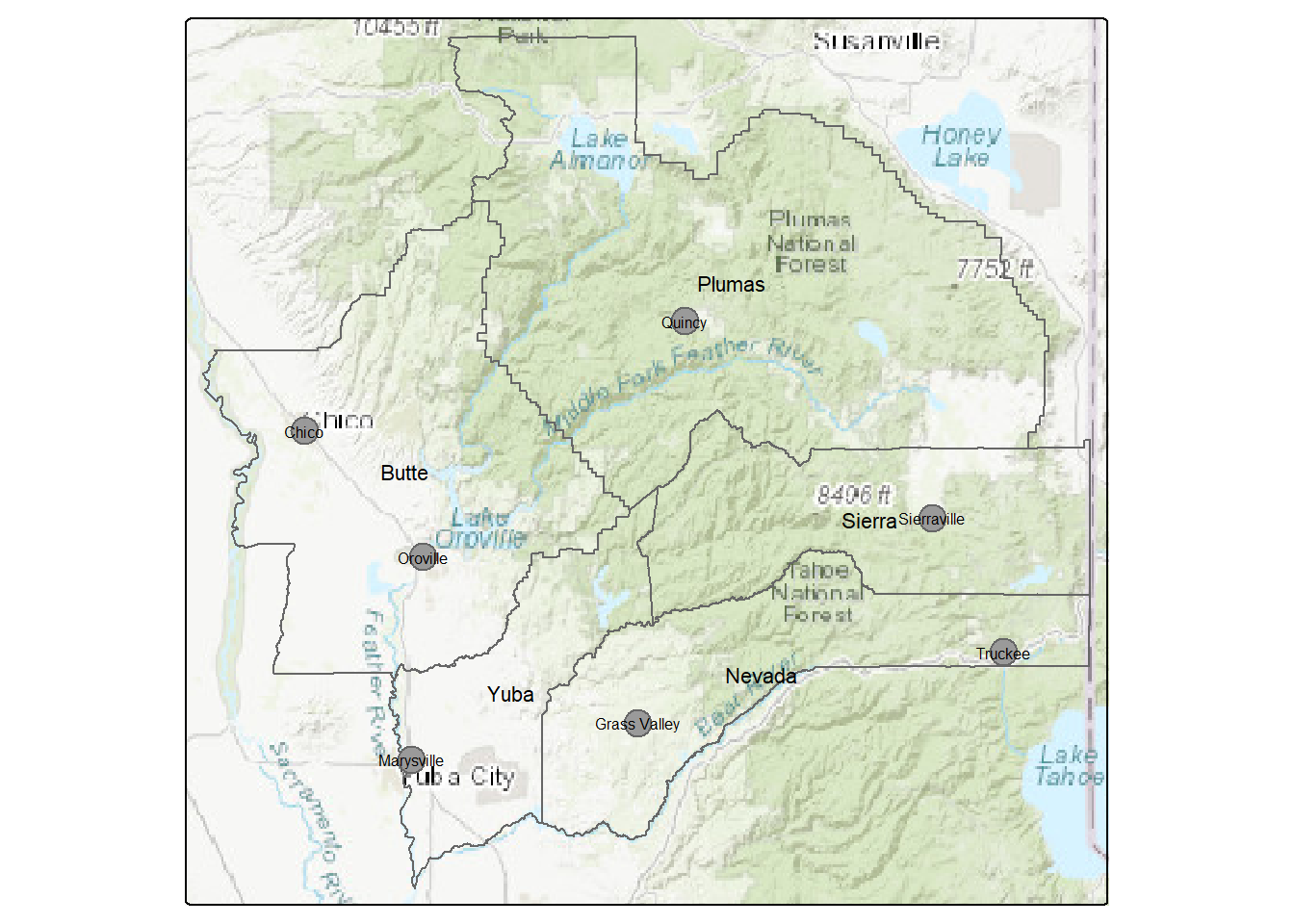 Northern Sierra stations and places