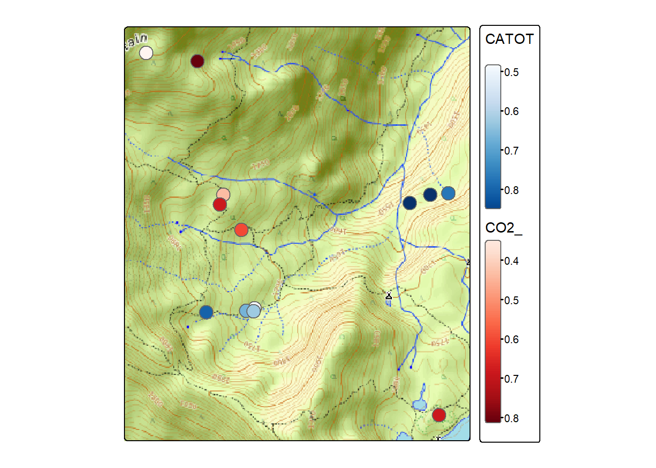 Selection of soil CO2 and in-cave water samples