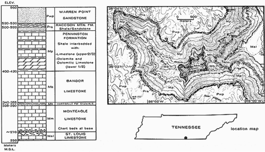 Upper Sinking Cove (Tennessee) stratigraphy