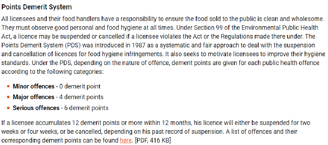 More on Singapore's Legislature on Food