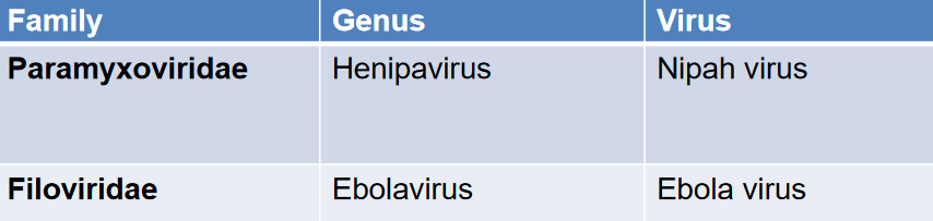 Information on Examinable Negative-Sense RNA Viruses