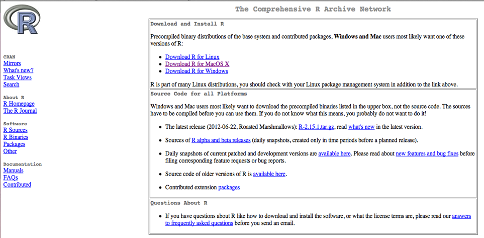 Source: The R project for Statistical Computing.