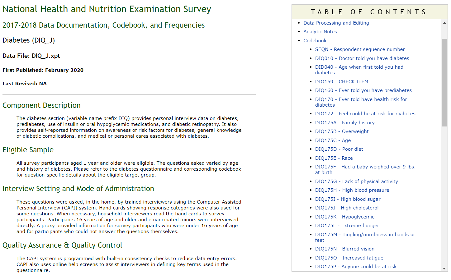 https://wwwn.cdc.gov/Nchs/Nhanes/2017-2018/DIQ_J.htm