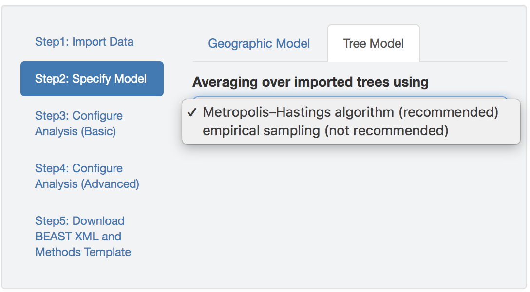 Specify the tree model.