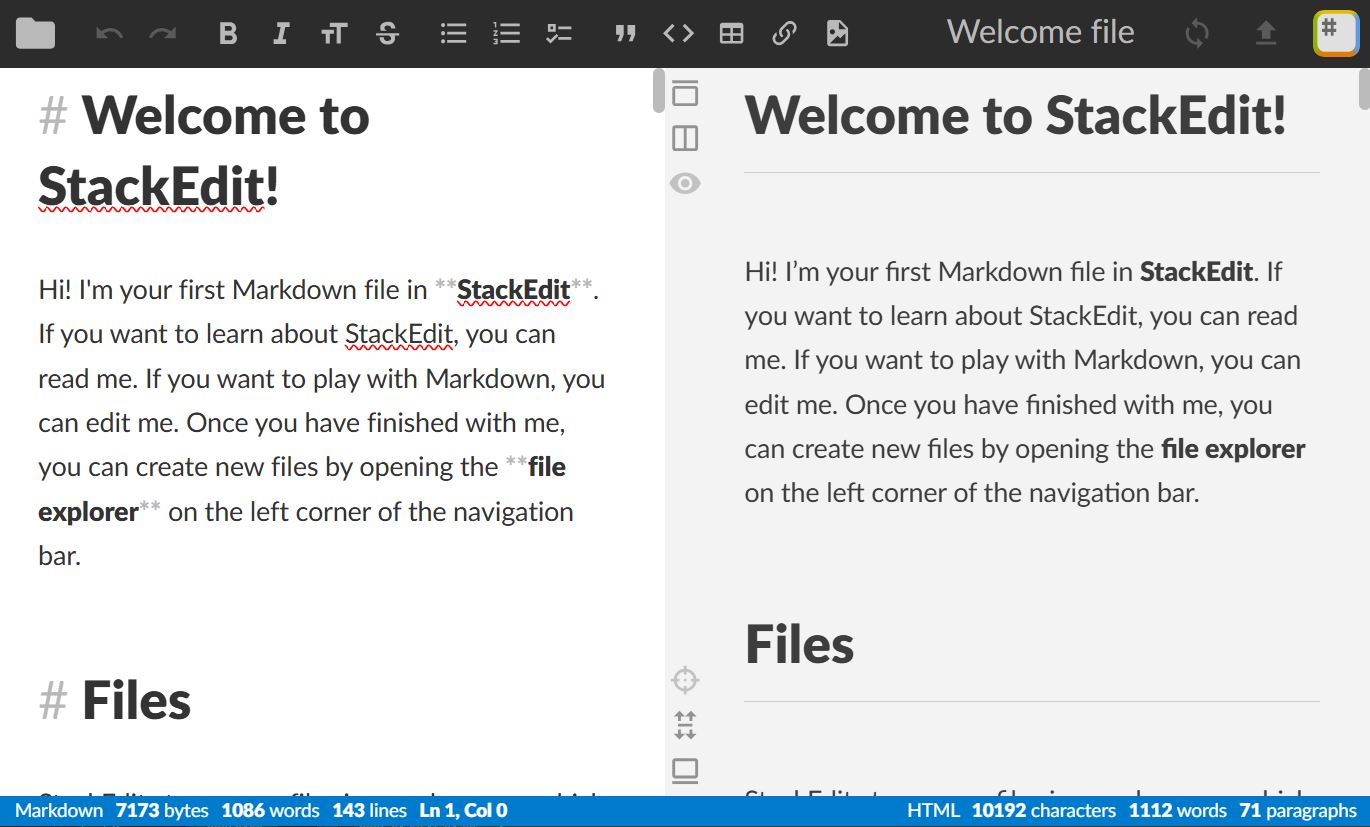 Screenshot of StackEdit interface