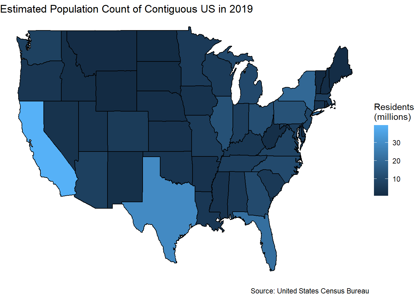 Choropleth Map of US Population Count