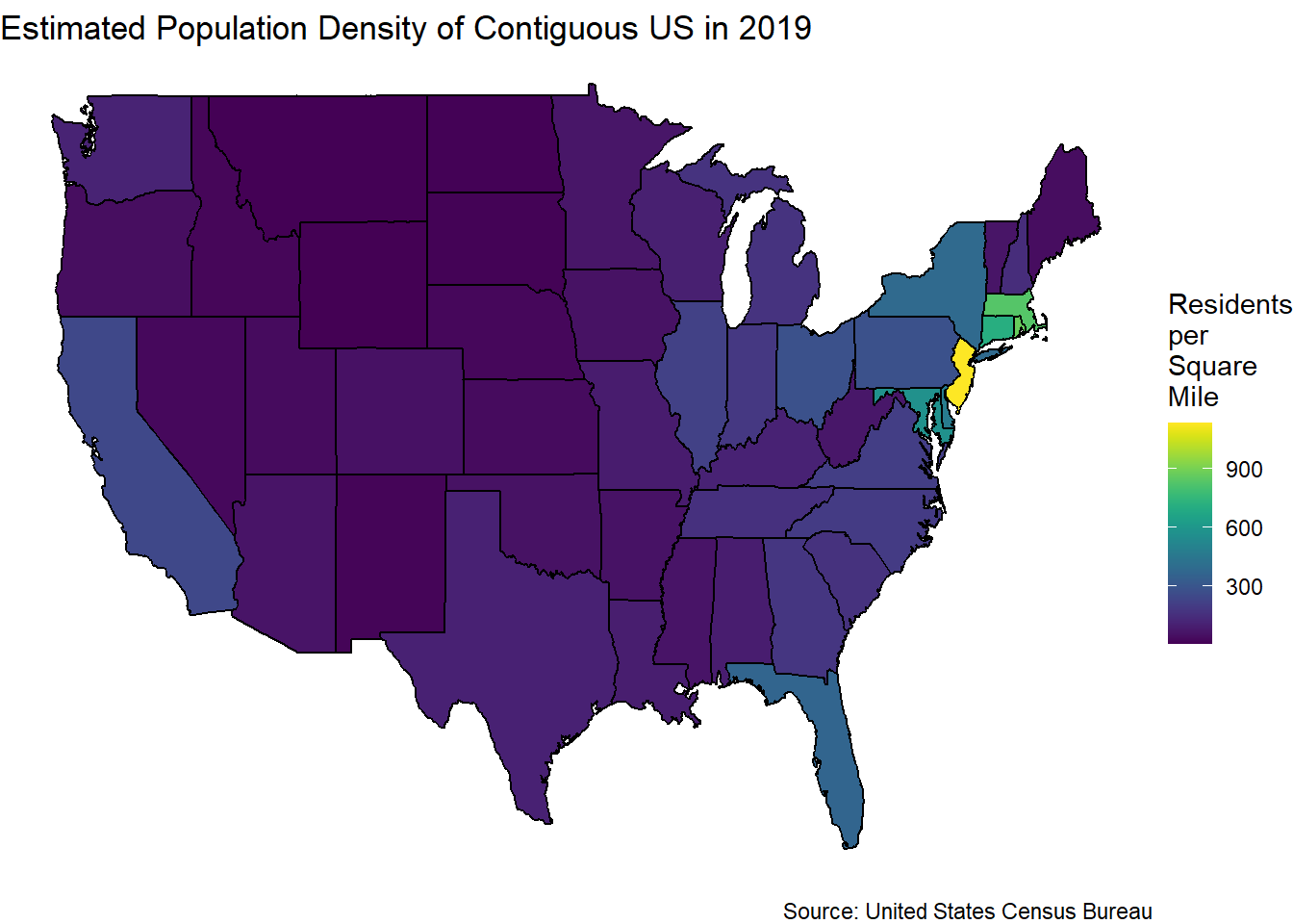 Choropleth Map of US Population Density