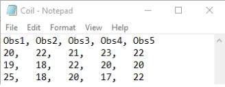 Figure 4.3 Coil.csv file