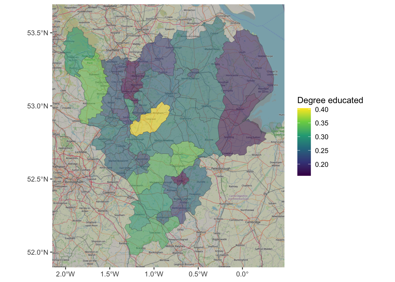 An example of using OSM as background context.