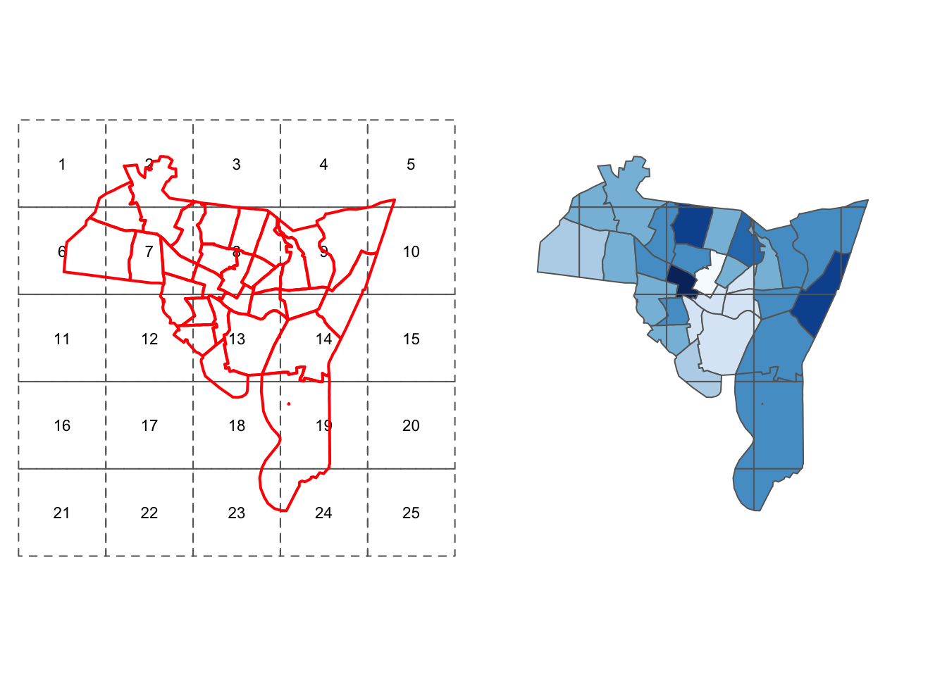 The zones and census tracts data before and after intersection