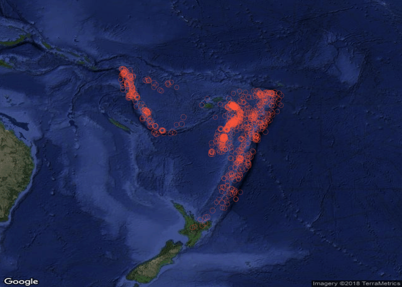 Plotting points with Google satellite image context