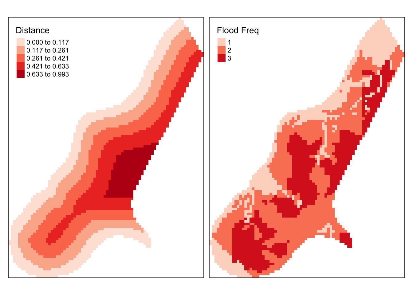 Maps of the Meuse raster data.