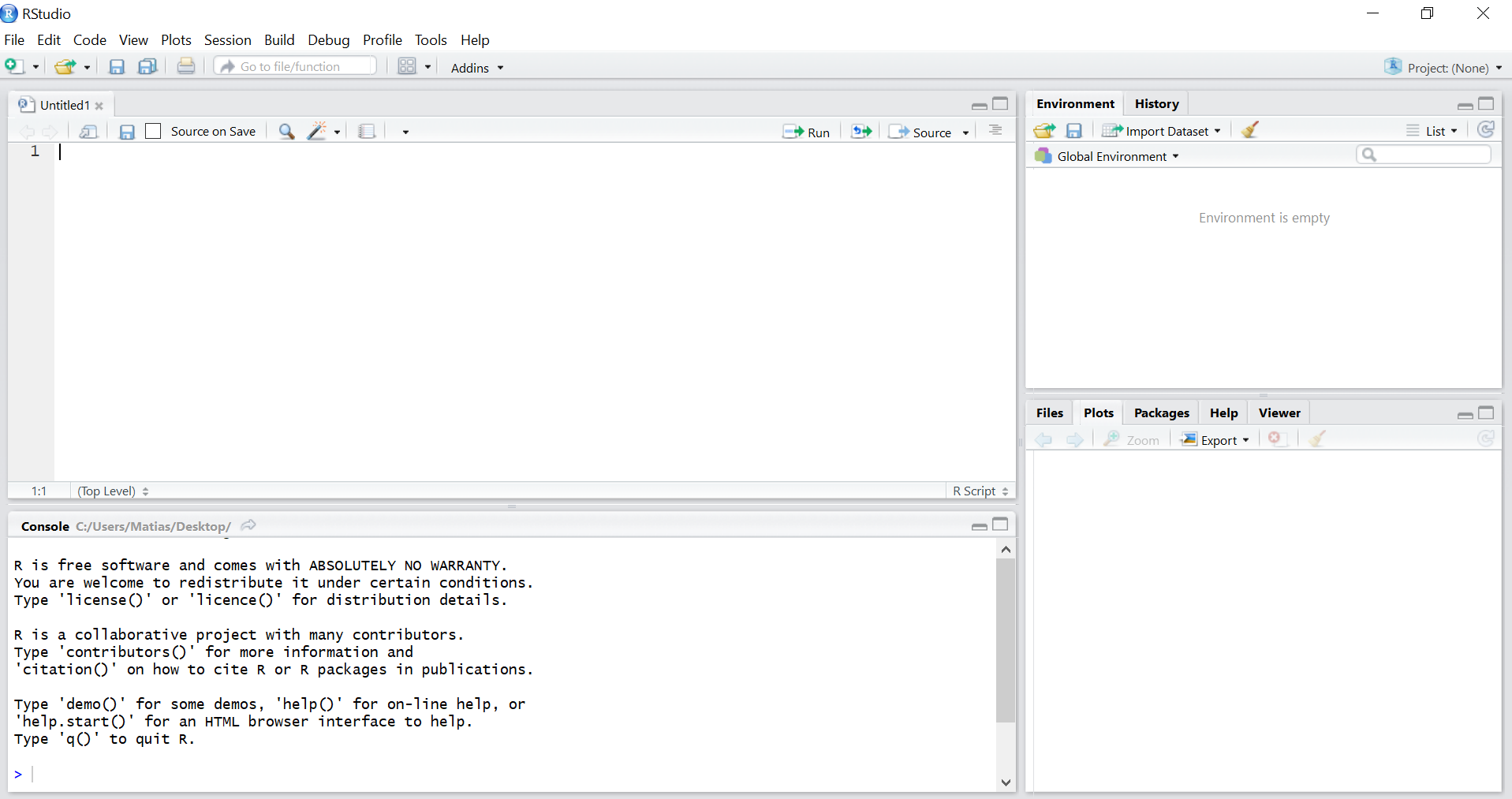 Rstudio al iniciar un script