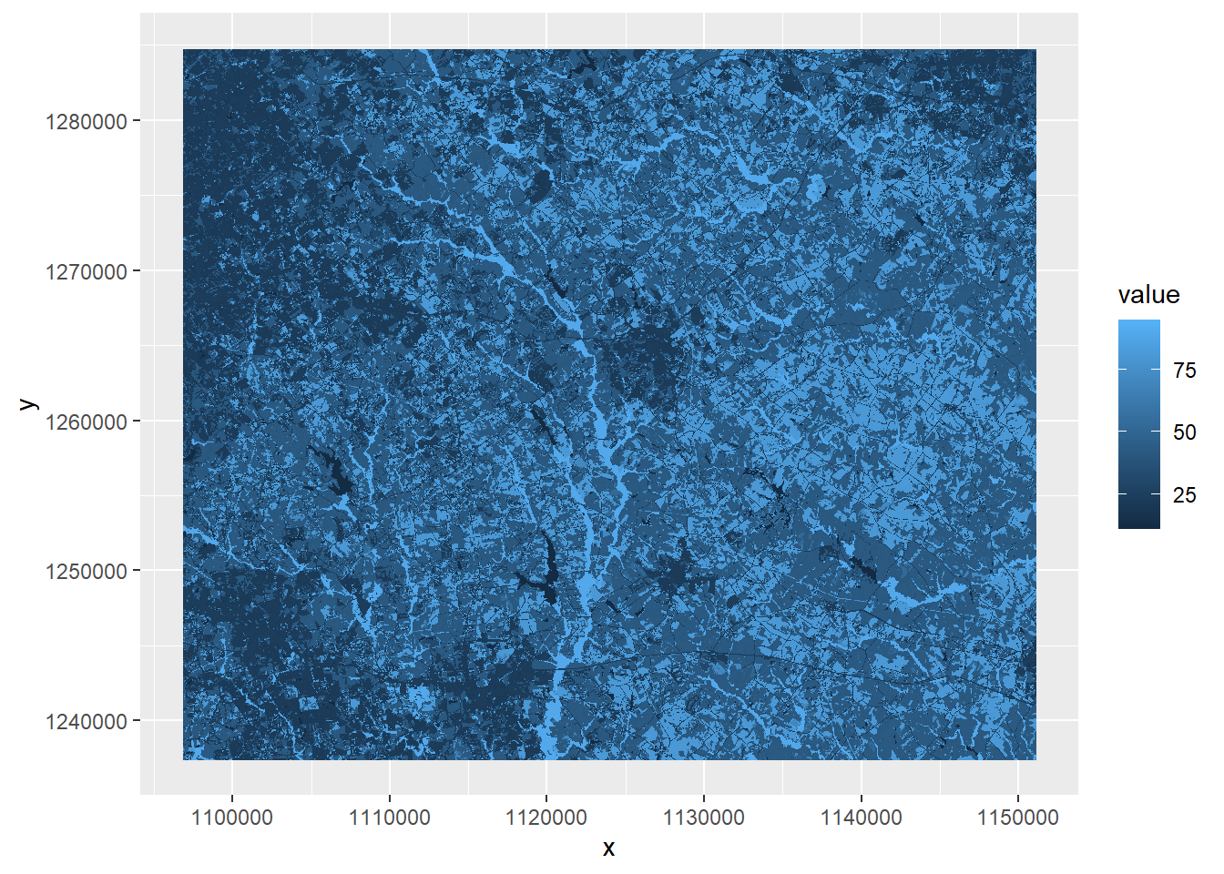 Land cover map with default color ramp.