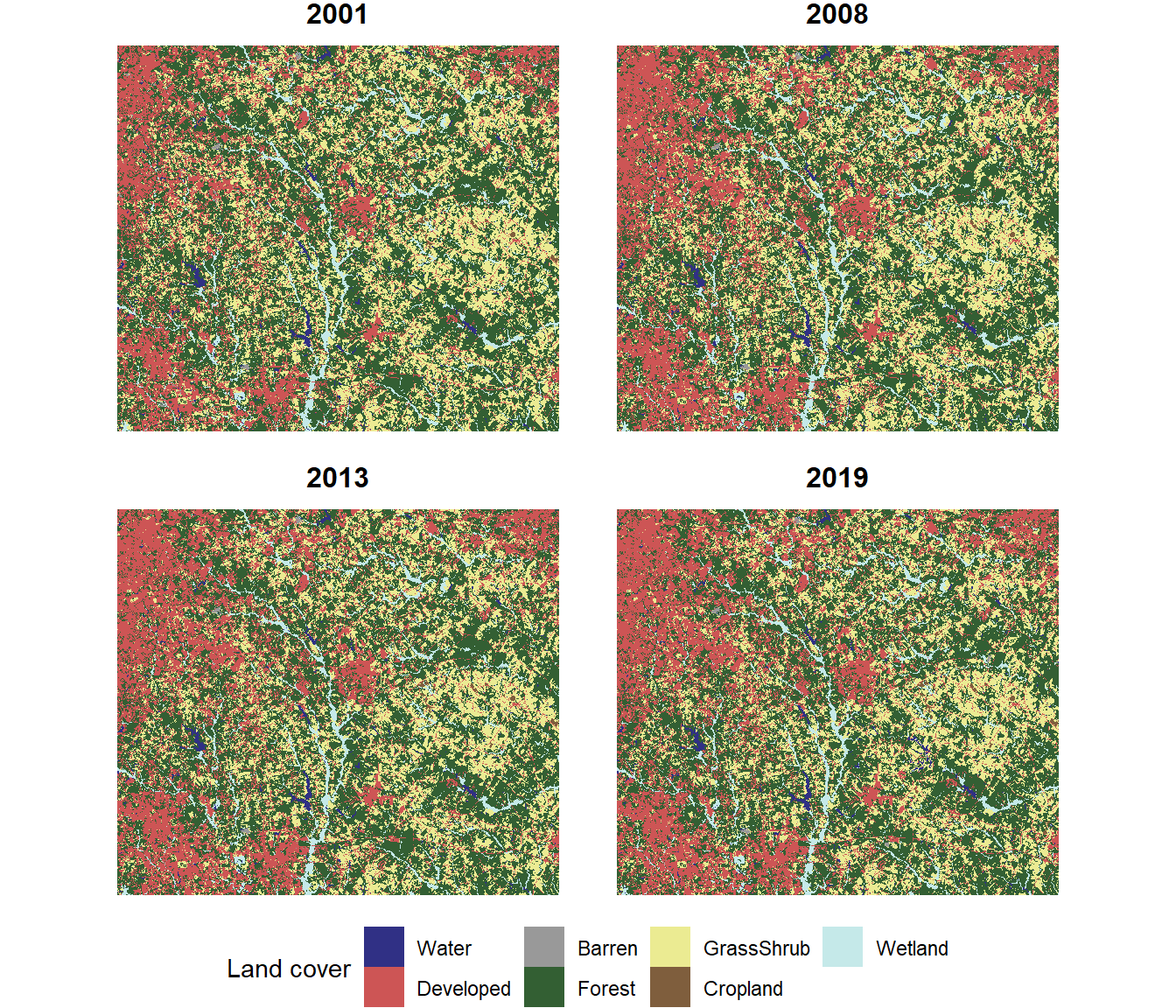 Land cover map with four years of data.