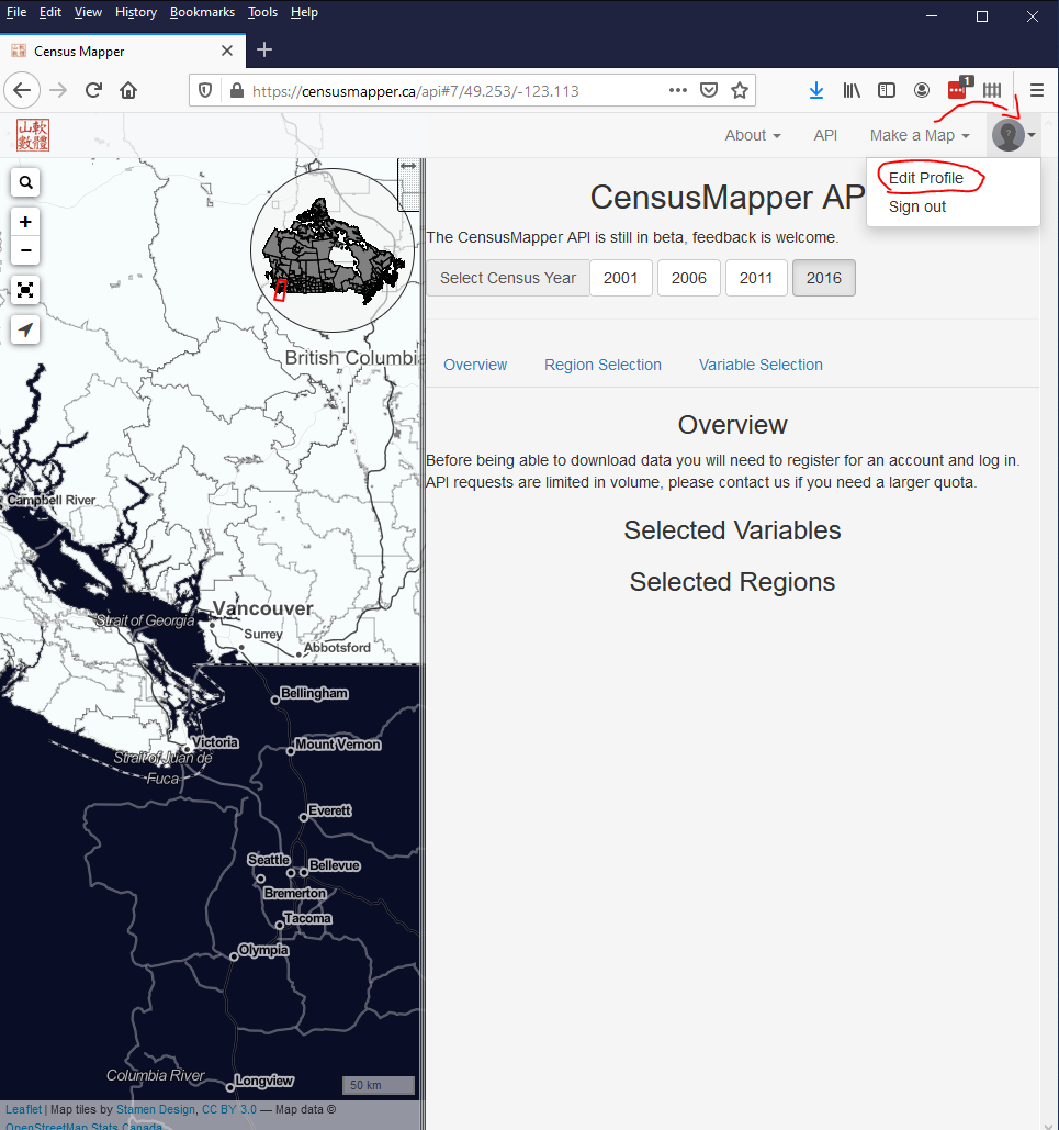 Screen shot of CensusMapper website