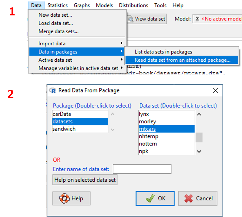 Tampilan langkah membaca dataset pada paket.