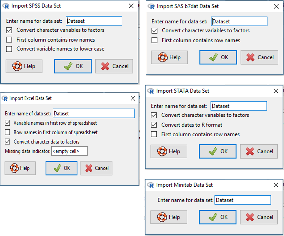 Tampilan jendela konfigurasi import data berbagai format file.