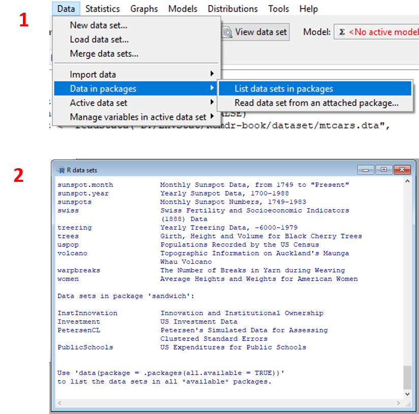 Tampilan langkah menampilkan seluruh dataset dari paket.