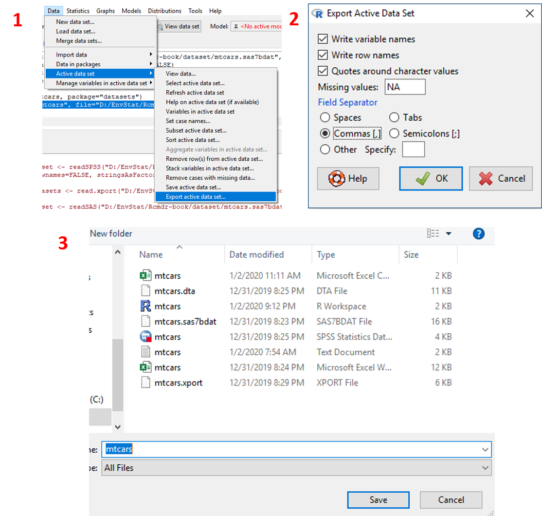 Tampilan tahapan menyimpan data ke dalam format csv.