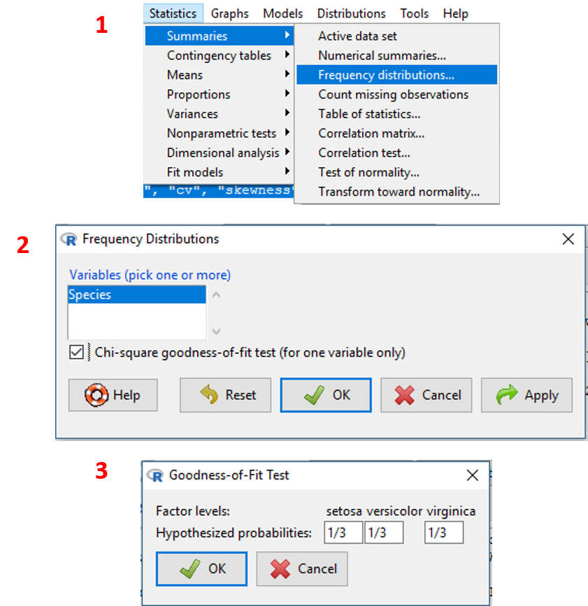 Tampilan langkah membuat tabel frekuensi pada dataset iris.