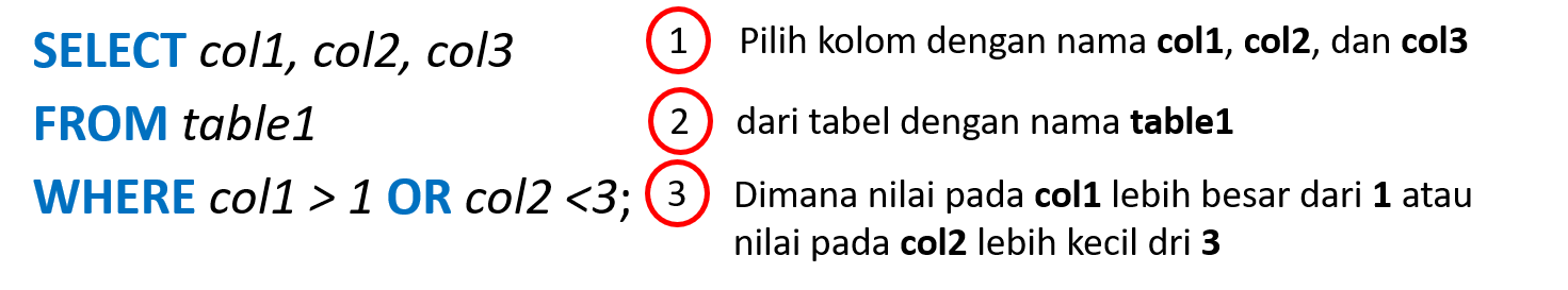 Format operasi melakukan filter data.