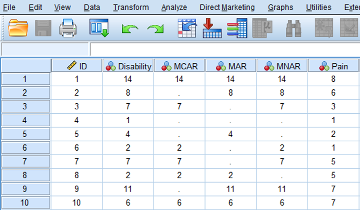 Examples of MCAR, MAR and MNAR data.